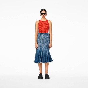 Women Marc Jacobs Wave Denim Skirts Blue | UK MJ5368-R40