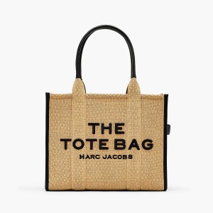 Women Marc Jacobs Woven Large Tote Bags Beige | UK MJ5712-S71