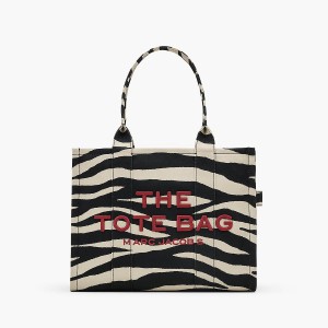 Women Marc Jacobs Zebra Canvas Large Tote Bags Black / White | UK MJ4271-S49