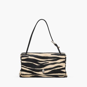 Women Marc Jacobs Zebra Haircalf Large Dual Bag Shoulder Bags Black / White | UK MJ6319-W09