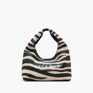 Women Marc Jacobs Zebra Leather Sack Shoulder Bags Black / White | UK MJ2875-Z49