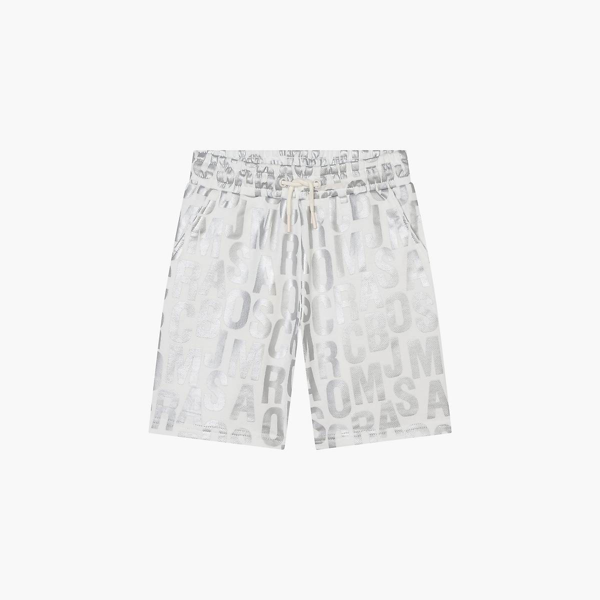 Kids\' Marc Jacobs Jumbled Monogram Metallic Shorts White | UK MJ3694-J34