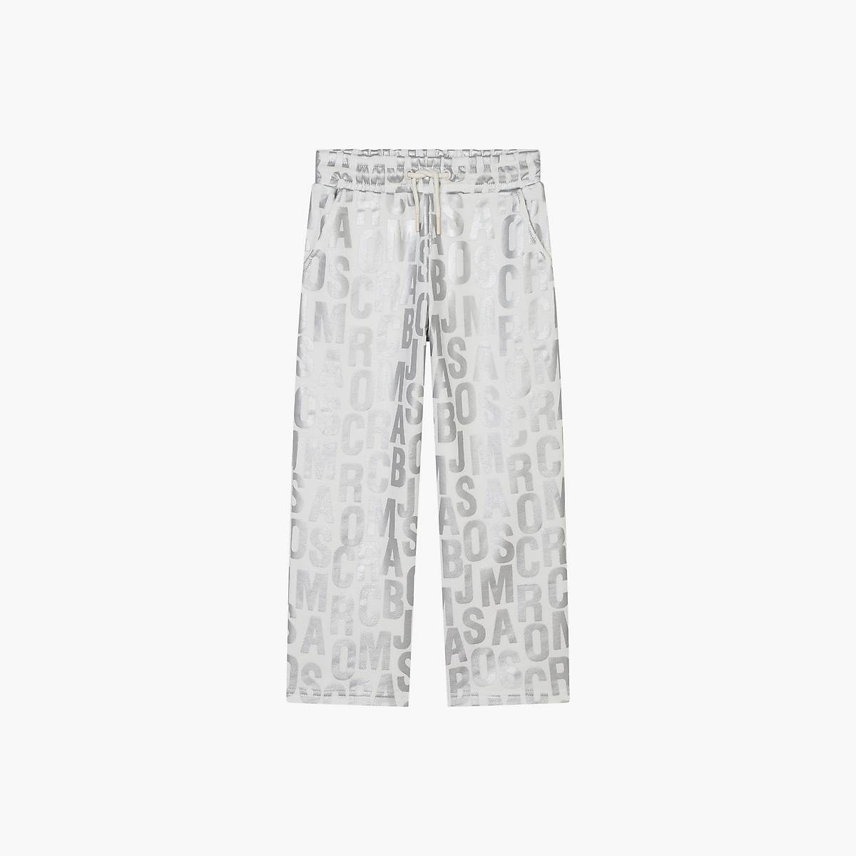 Kids\' Marc Jacobs Jumbled Monogram Metallic Sweatpants White | UK MJ8631-L83