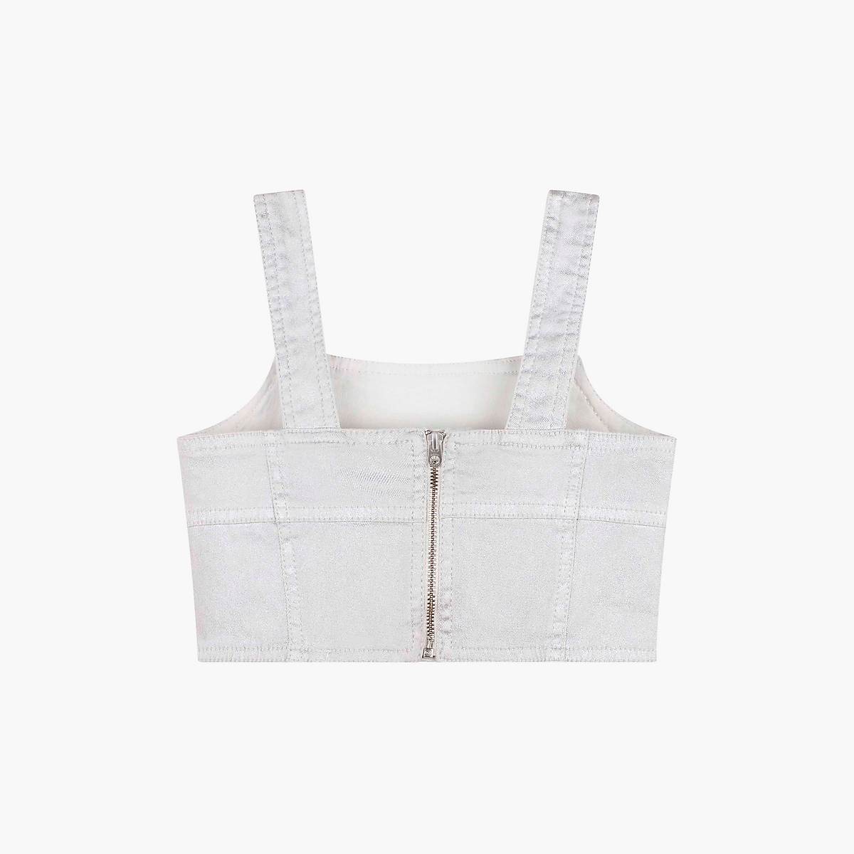 Kids' Marc Jacobs Metallic Denim Crop Tops Silver | UK MJ1795-H46