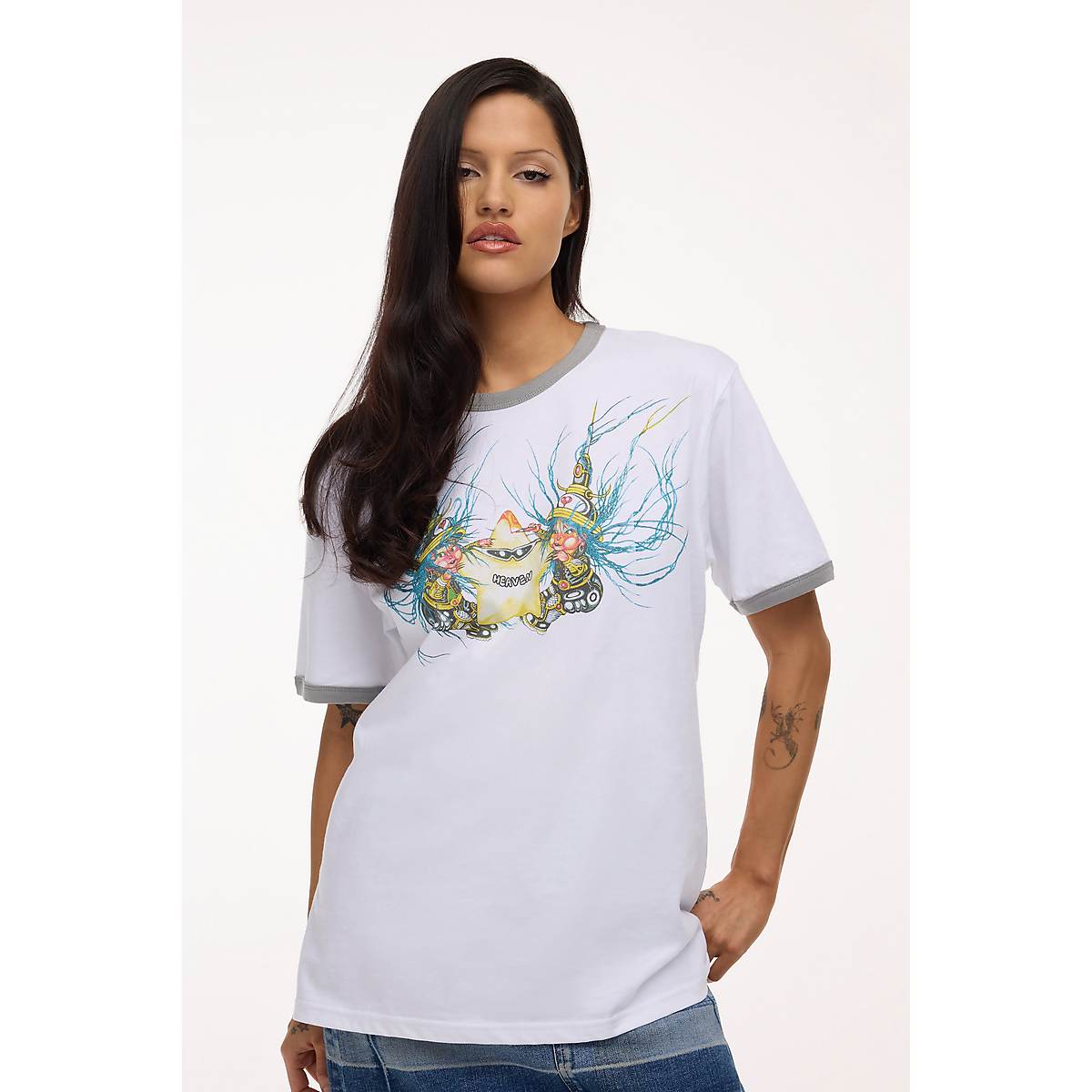 Women Marc Jacobs Babiez Ringer Tee T-Shirt White | UK MJ9564-S05