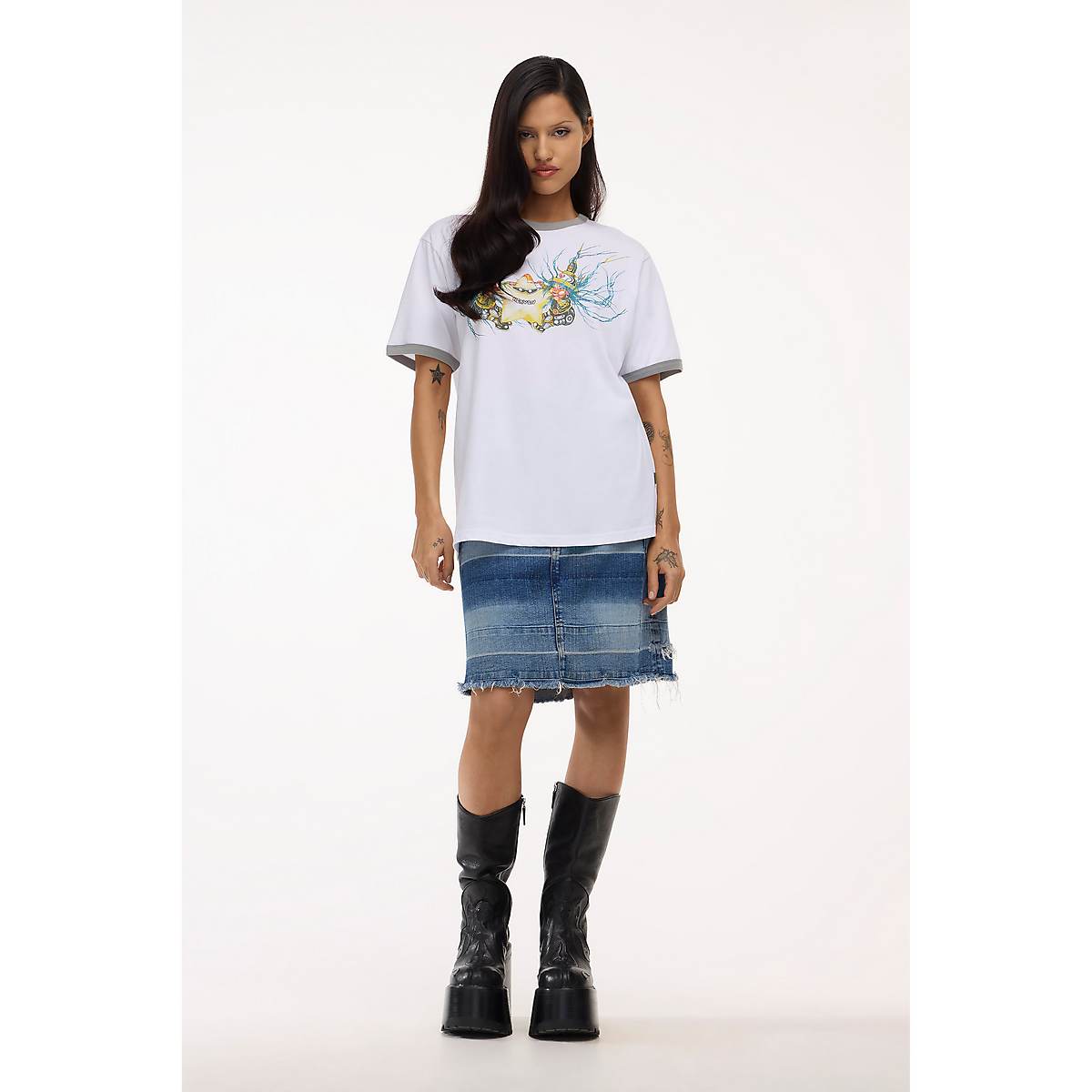 Women Marc Jacobs Babiez Ringer Tee T-Shirt White | UK MJ9564-S05