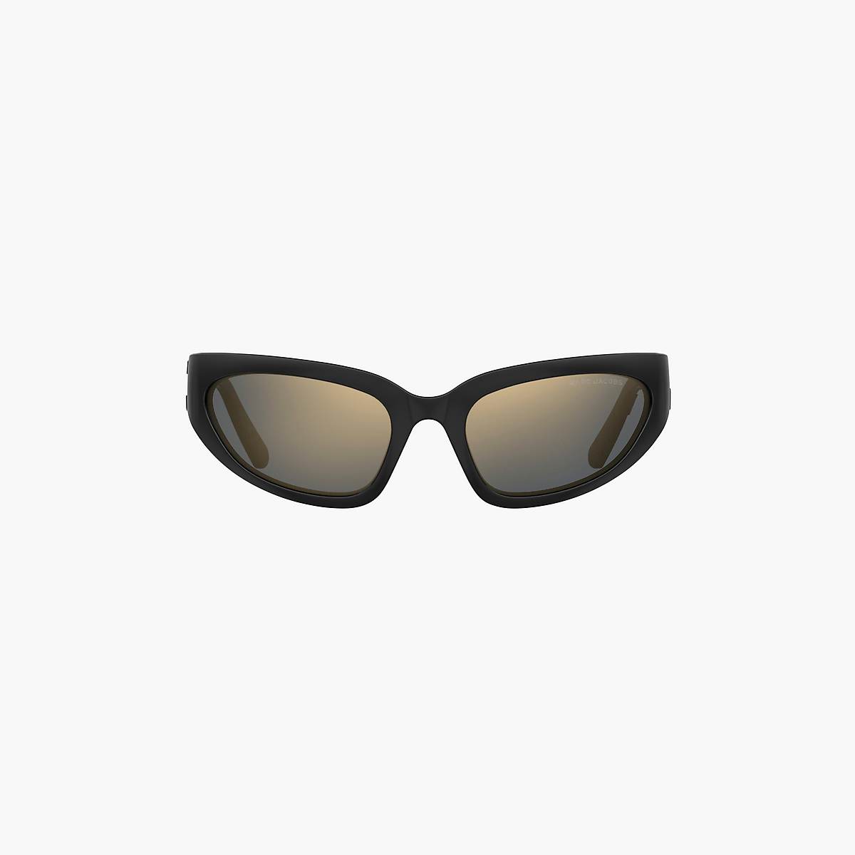 Women Marc Jacobs Bold Logo Wrapped Mirrored Sunglasses Black | UK MJ8379-J38