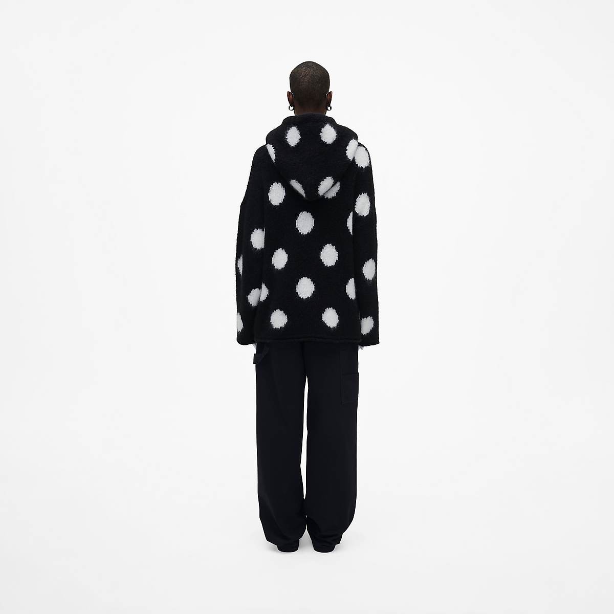 Women Marc Jacobs Brushed Spots Knit Hoodie Black / White | UK MJ1534-M13