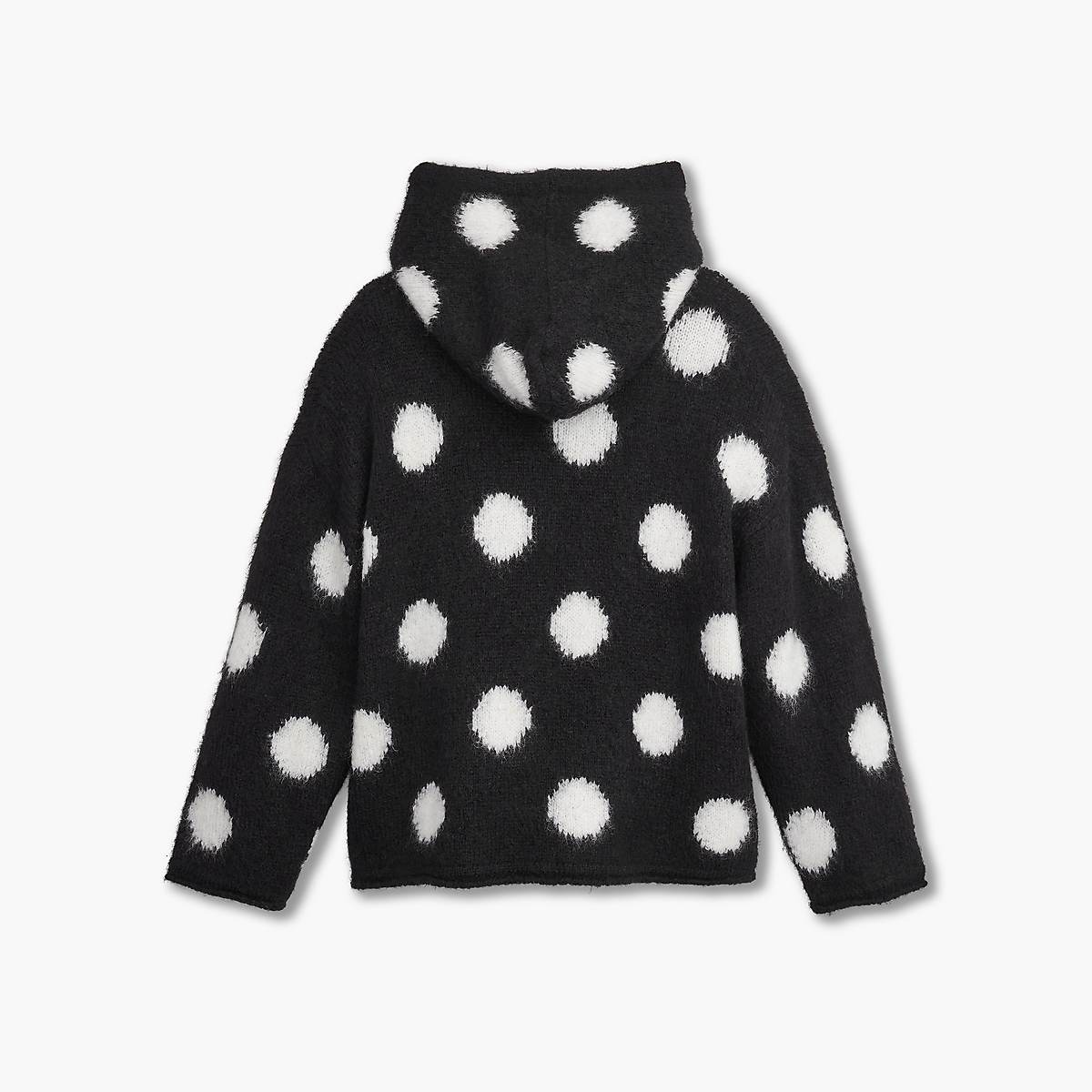 Women Marc Jacobs Brushed Spots Knit Hoodie Black / White | UK MJ1534-M13