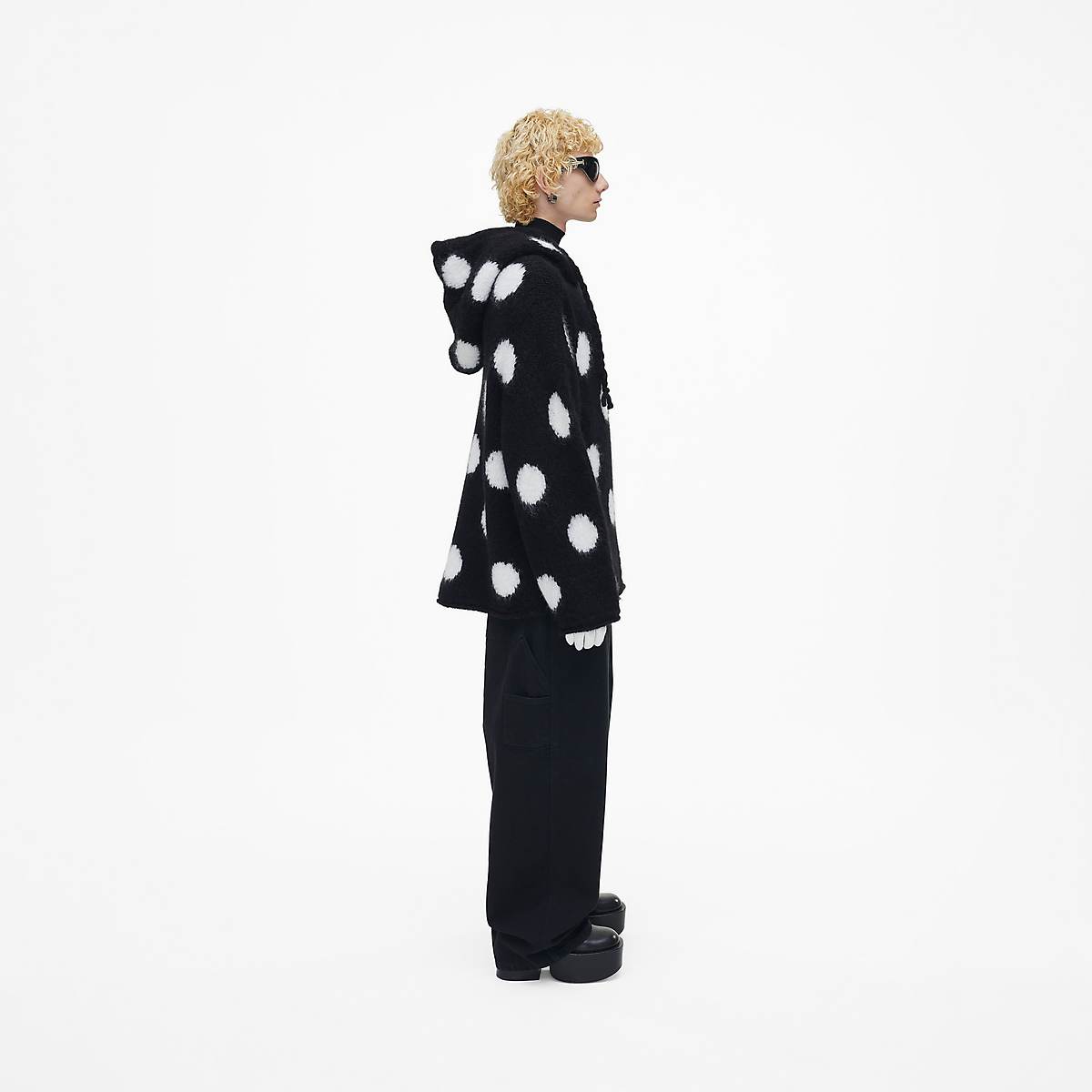 Women Marc Jacobs Brushed Spots Knit Hoodie Black / White | UK MJ1534-M13