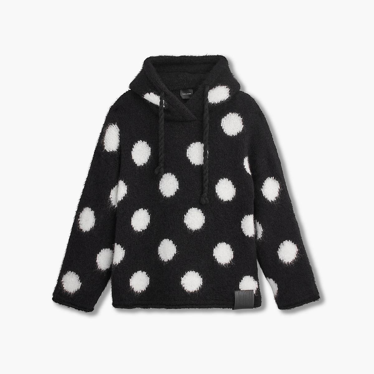 Women Marc Jacobs Brushed Spots Knit Hoodie Black / White | UK MJ1534-M13