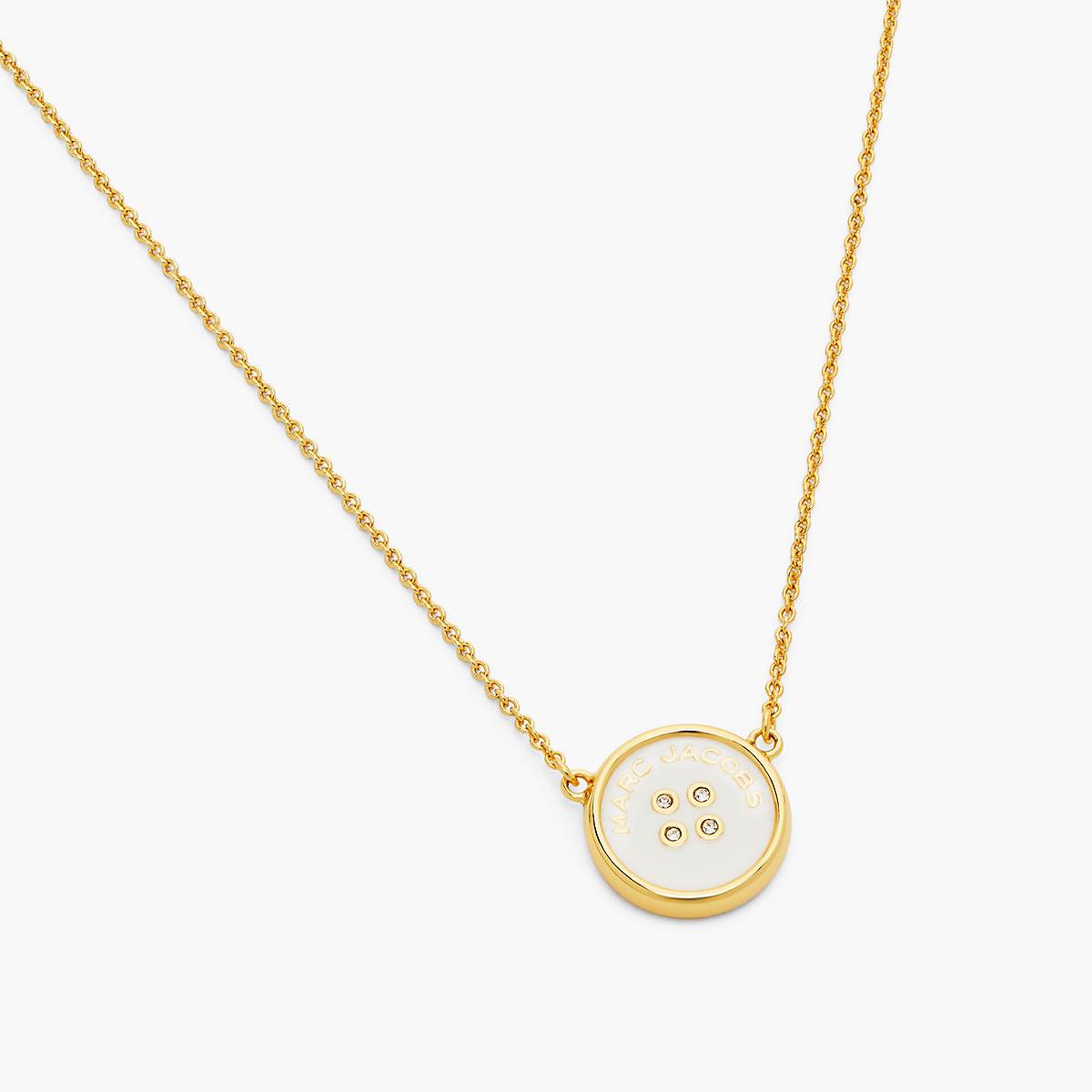 Women Marc Jacobs Button Pendant Necklaces Gold / Cream | UK MJ3170-Z04