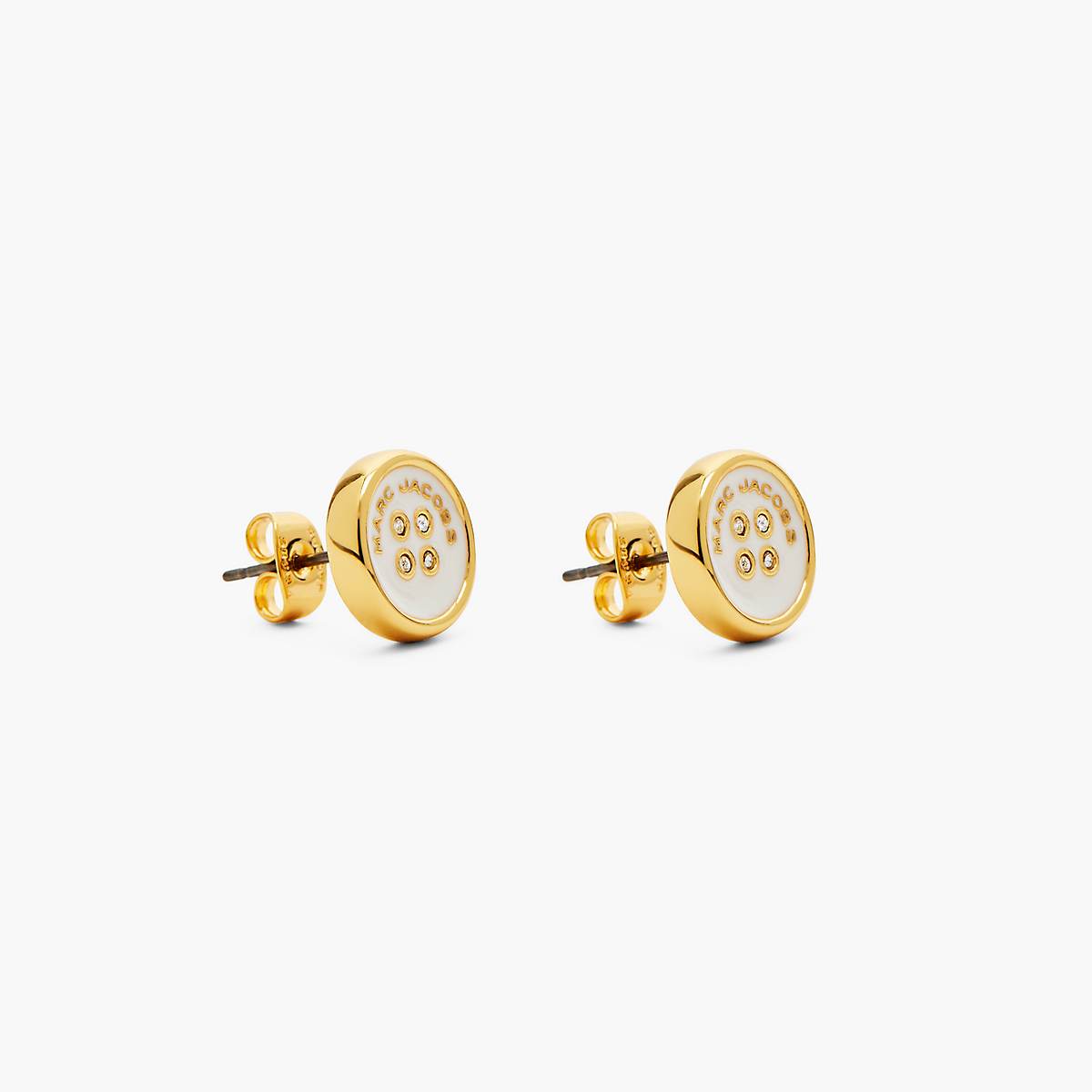 Women Marc Jacobs Button Stud Earrings Gold / Cream | UK MJ5476-F15