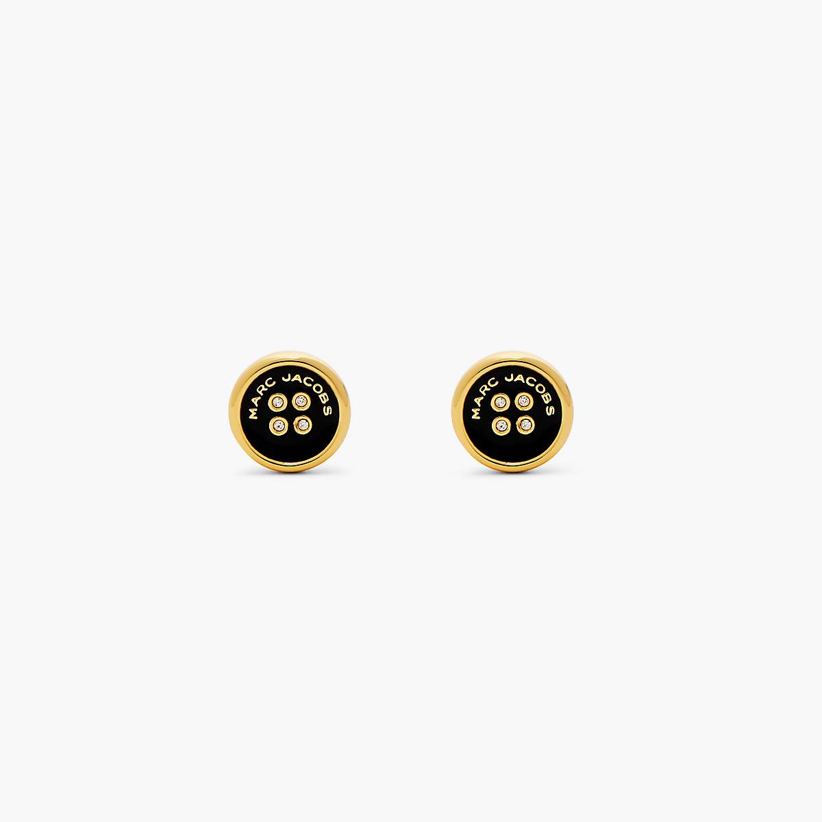 Women Marc Jacobs Button Stud Earrings Gold / Black | UK MJ5196-G96