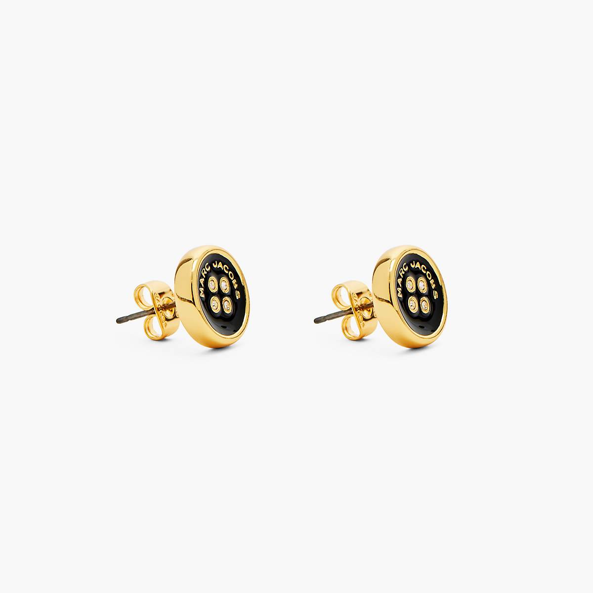 Women Marc Jacobs Button Stud Earrings Gold / Black | UK MJ5196-G96