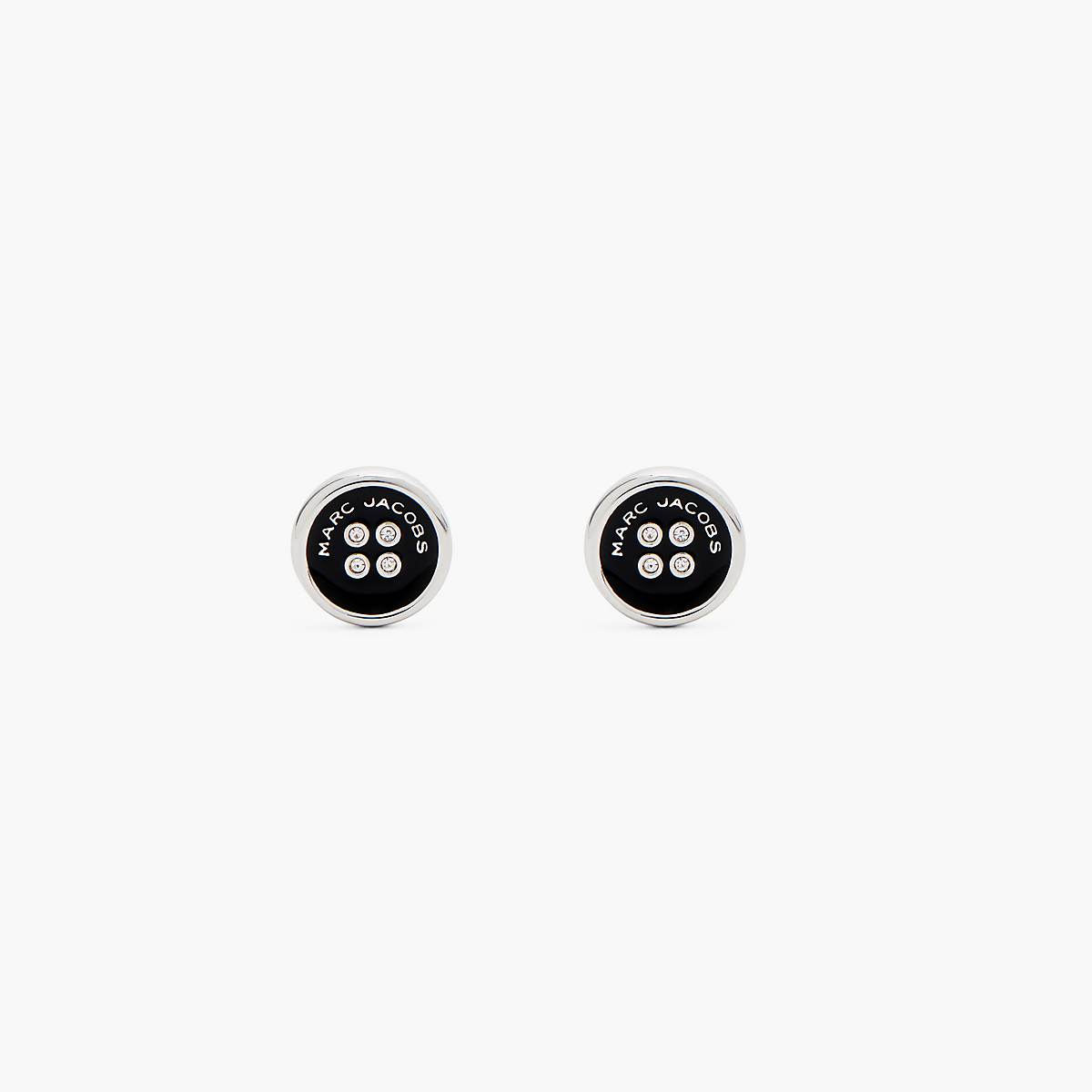 Women Marc Jacobs Button Stud Earrings Silver / Black | UK MJ8430-D89