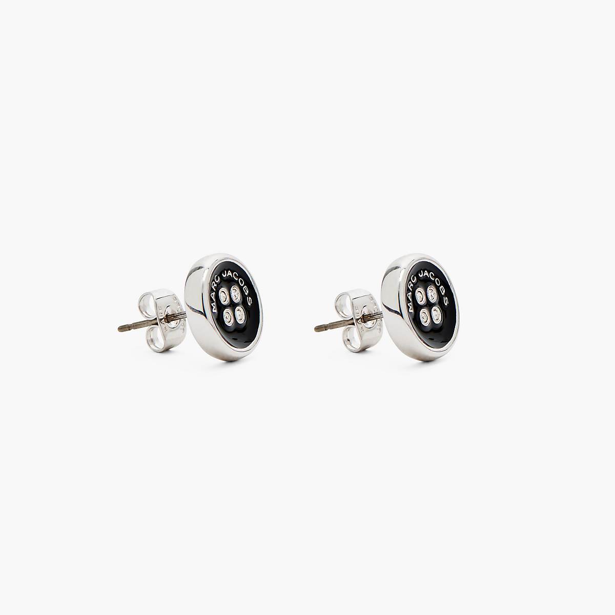 Women Marc Jacobs Button Stud Earrings Silver / Black | UK MJ8430-D89