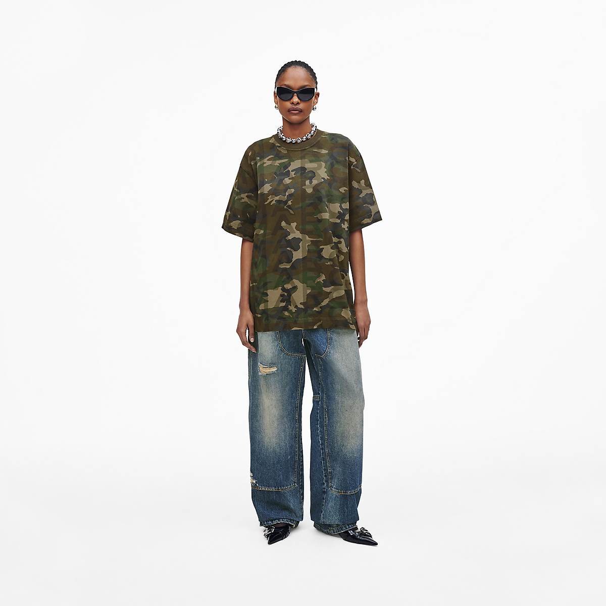 Women Marc Jacobs Camo Big Tee T-Shirt Camo Multicolor | UK MJ3049-T24