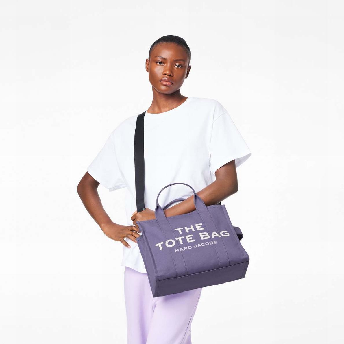 Women Marc Jacobs Canvas Medium Tote Bags Lavender | UK MJ0519-M13