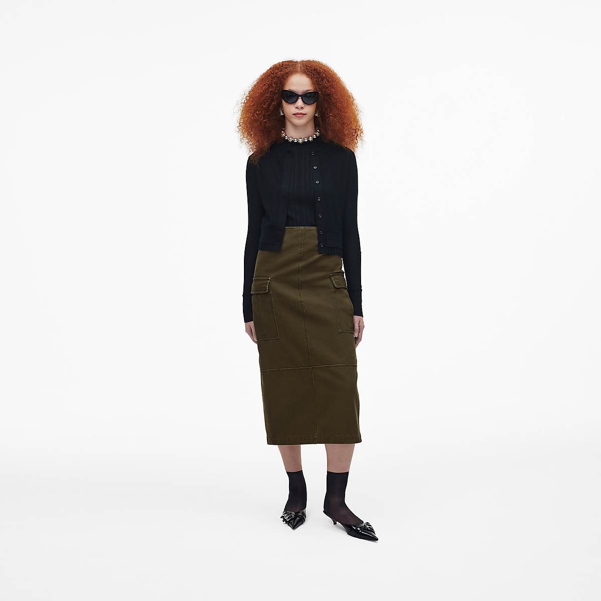 Women Marc Jacobs Cargo Canvas Slim Skirts Olive | UK MJ5647-M75