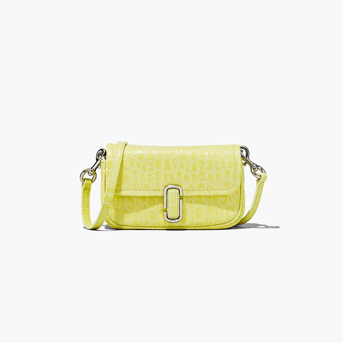 Women Marc Jacobs Croc-Embossed J Marc Mini Shoulder Bags Yellow | UK MJ2135-Z18