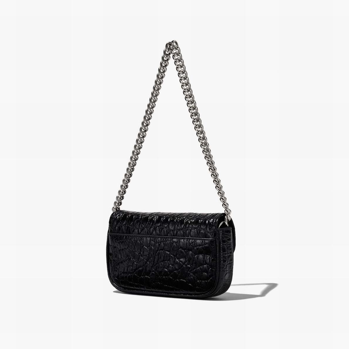 Women Marc Jacobs Croc-Embossed J Marc Mini Shoulder Bags Black | UK MJ8457-C37