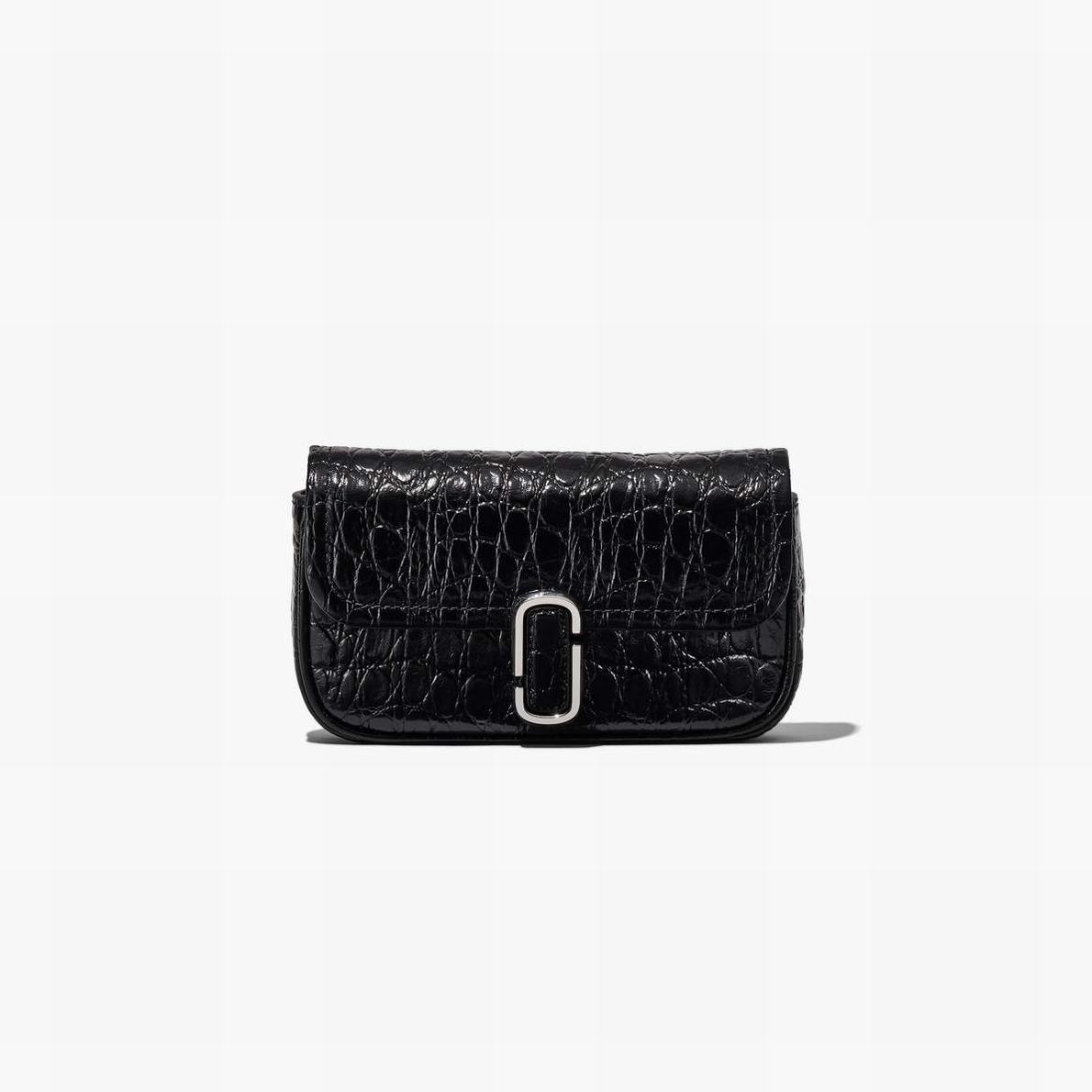 Women Marc Jacobs Croc-Embossed J Marc Mini Shoulder Bags Black | UK MJ8457-C37