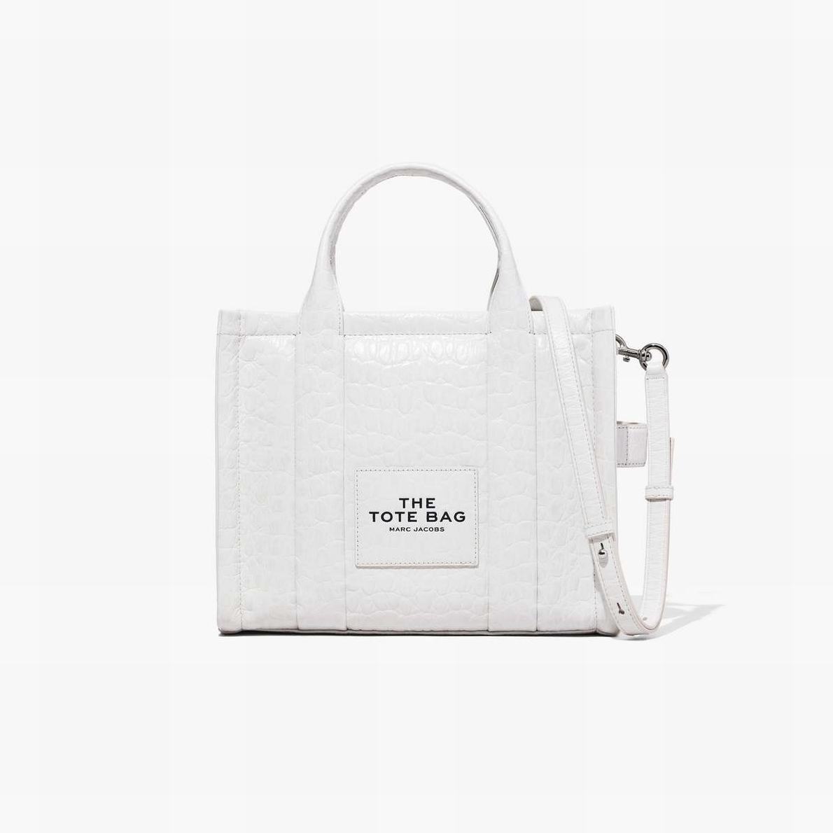 Women Marc Jacobs Croc-Embossed Medium Tote Bags White | UK MJ2837-M23