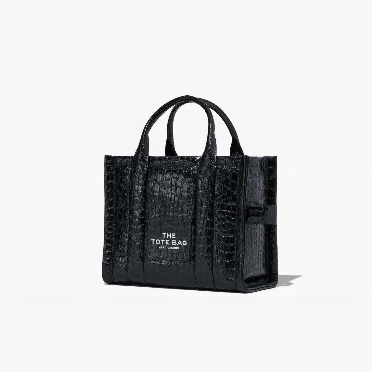 Women Marc Jacobs Croc-Embossed Medium Tote Bags Black | UK MJ1053-Q48