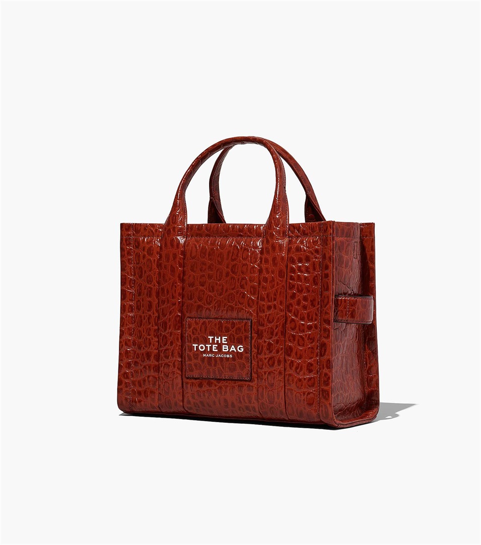 Women Marc Jacobs Croc-Embossed Medium Tote Bags Brown | UK MJ8493-W52