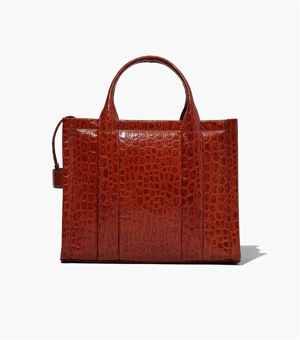 Women Marc Jacobs Croc-Embossed Medium Tote Bags Brown | UK MJ8493-W52