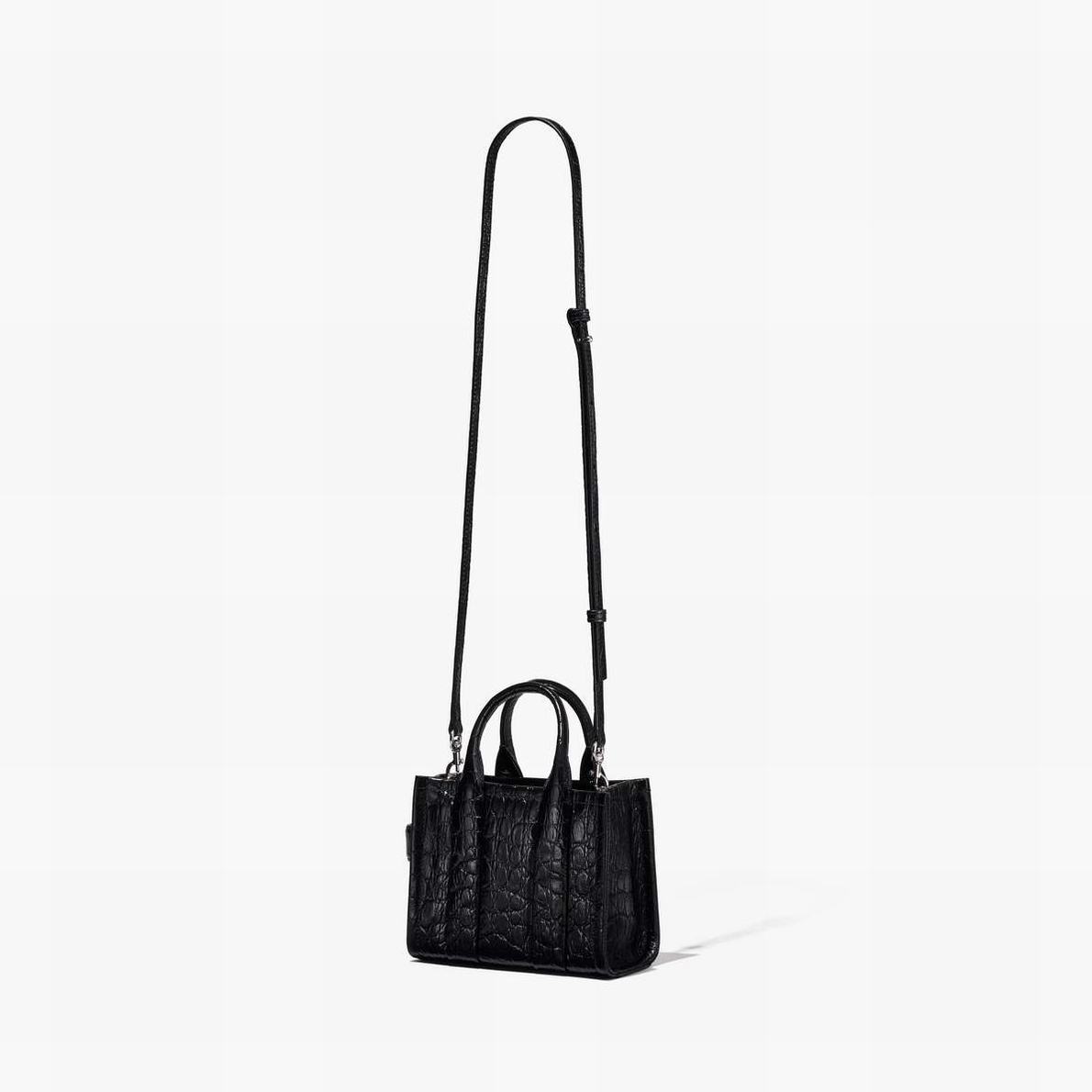 Women Marc Jacobs Croc-Embossed Micro Tote Bags Black | UK MJ4302-C70