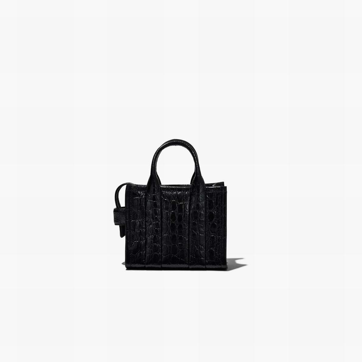 Women Marc Jacobs Croc-Embossed Micro Tote Bags Black | UK MJ4302-C70