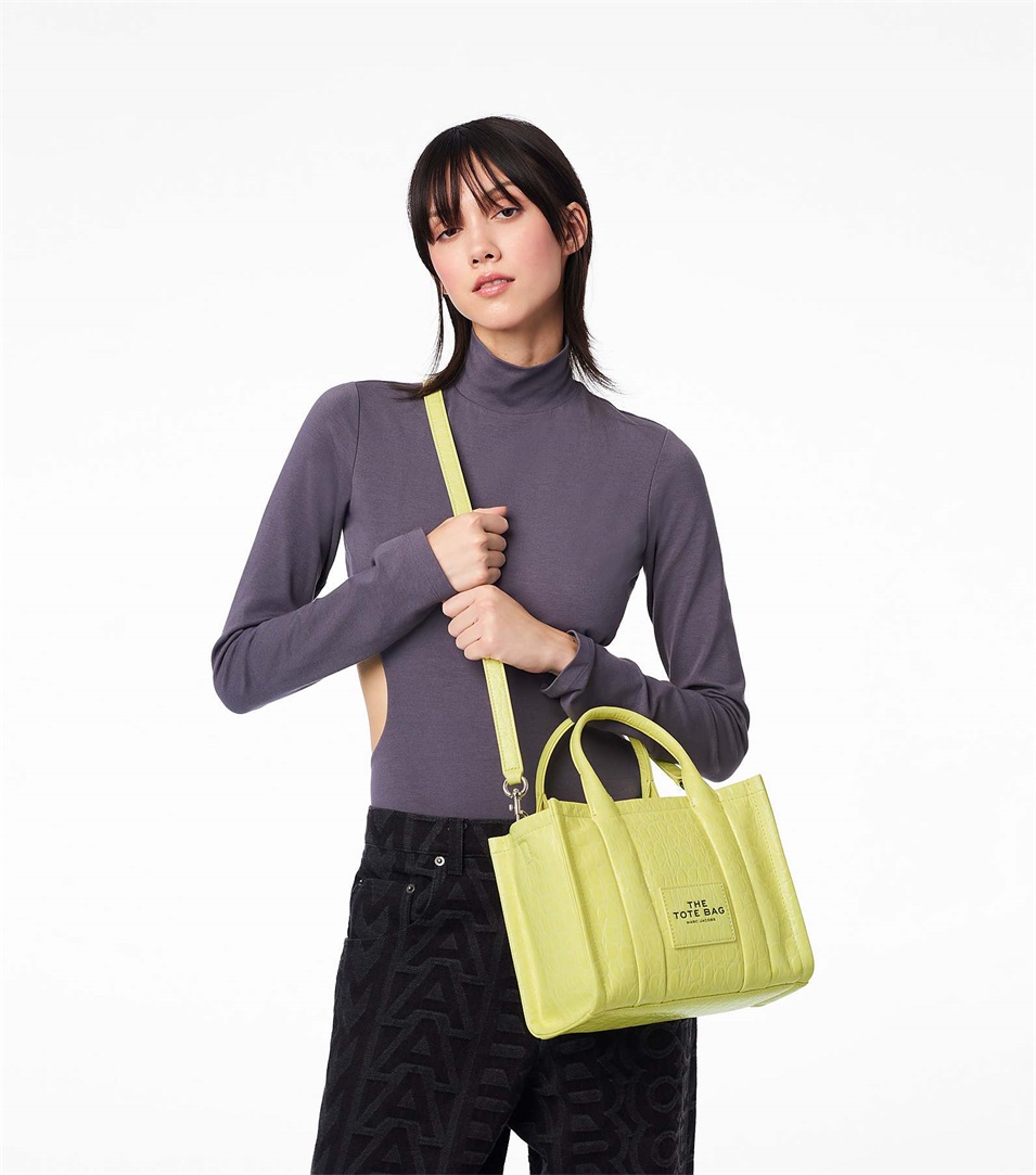 Women Marc Jacobs Croc-Embossed Mini Tote Bags Yellow | UK MJ5846-E62