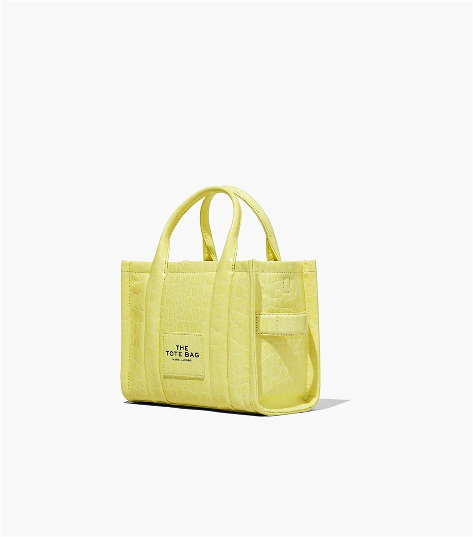 Women Marc Jacobs Croc-Embossed Mini Tote Bags Yellow | UK MJ5846-E62