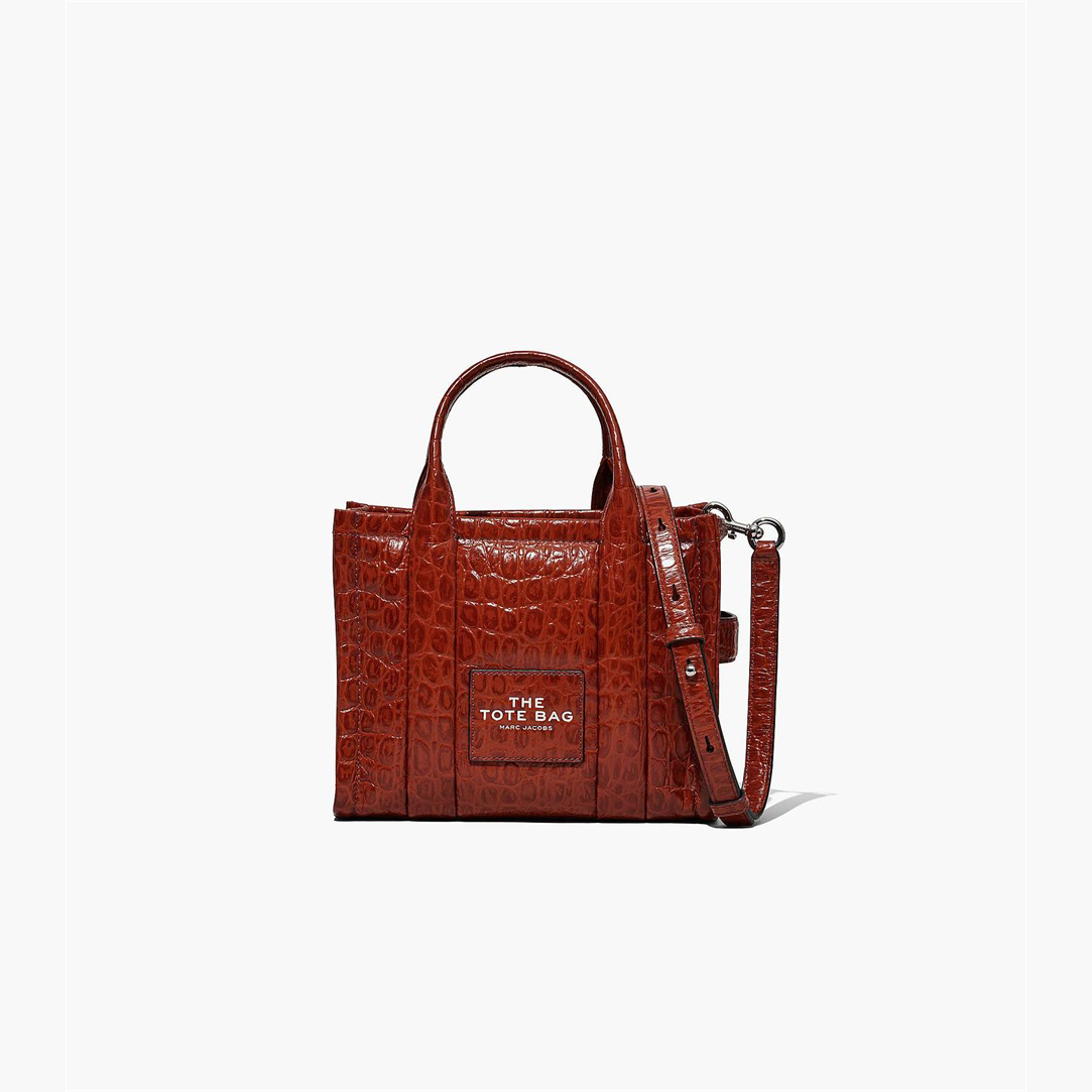 Women Marc Jacobs Croc-Embossed Mini Tote Bags Brown | UK MJ1692-T29