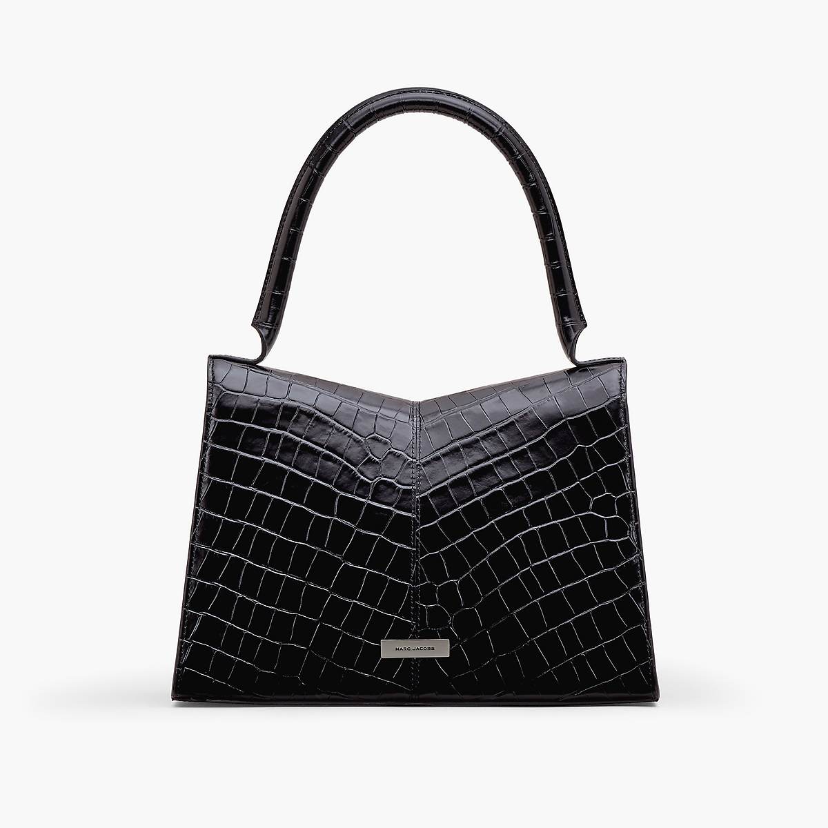 Women Marc Jacobs Croc-Embossed St. Marc Large Top Handle Handbag Black | UK MJ6521-G38