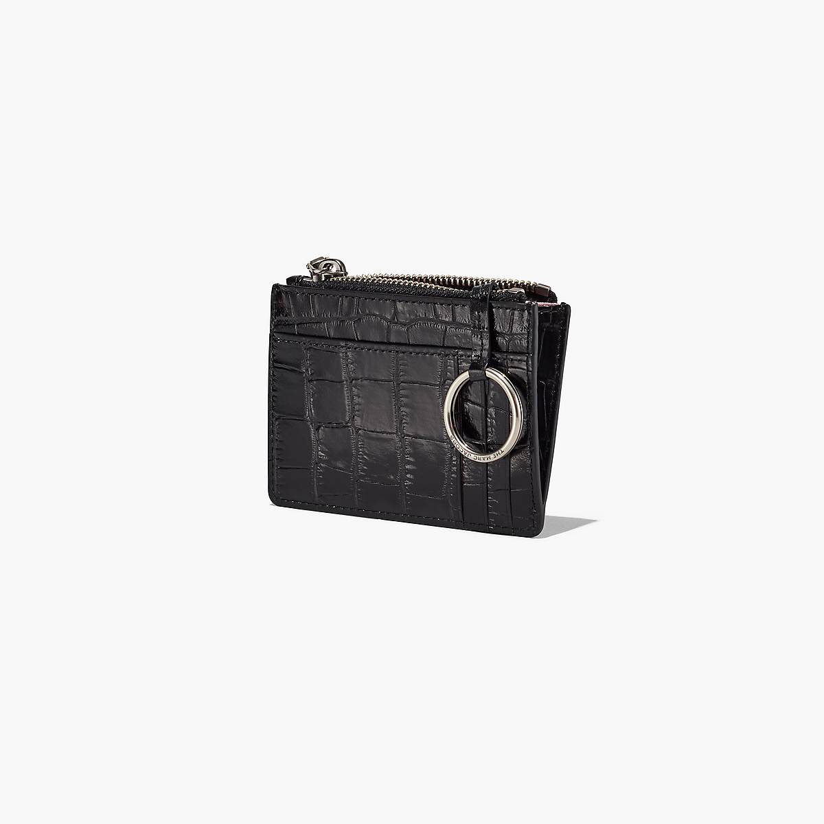 Women Marc Jacobs Croc-Embossed Top Zip Multi Wallets Black | UK MJ2941-M26