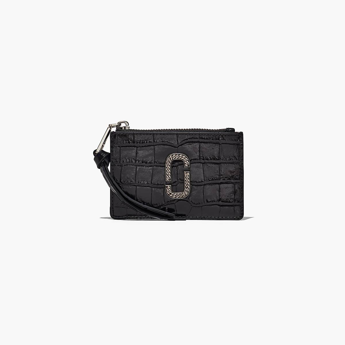 Women Marc Jacobs Croc-Embossed Top Zip Multi Wallets Black | UK MJ2941-M26