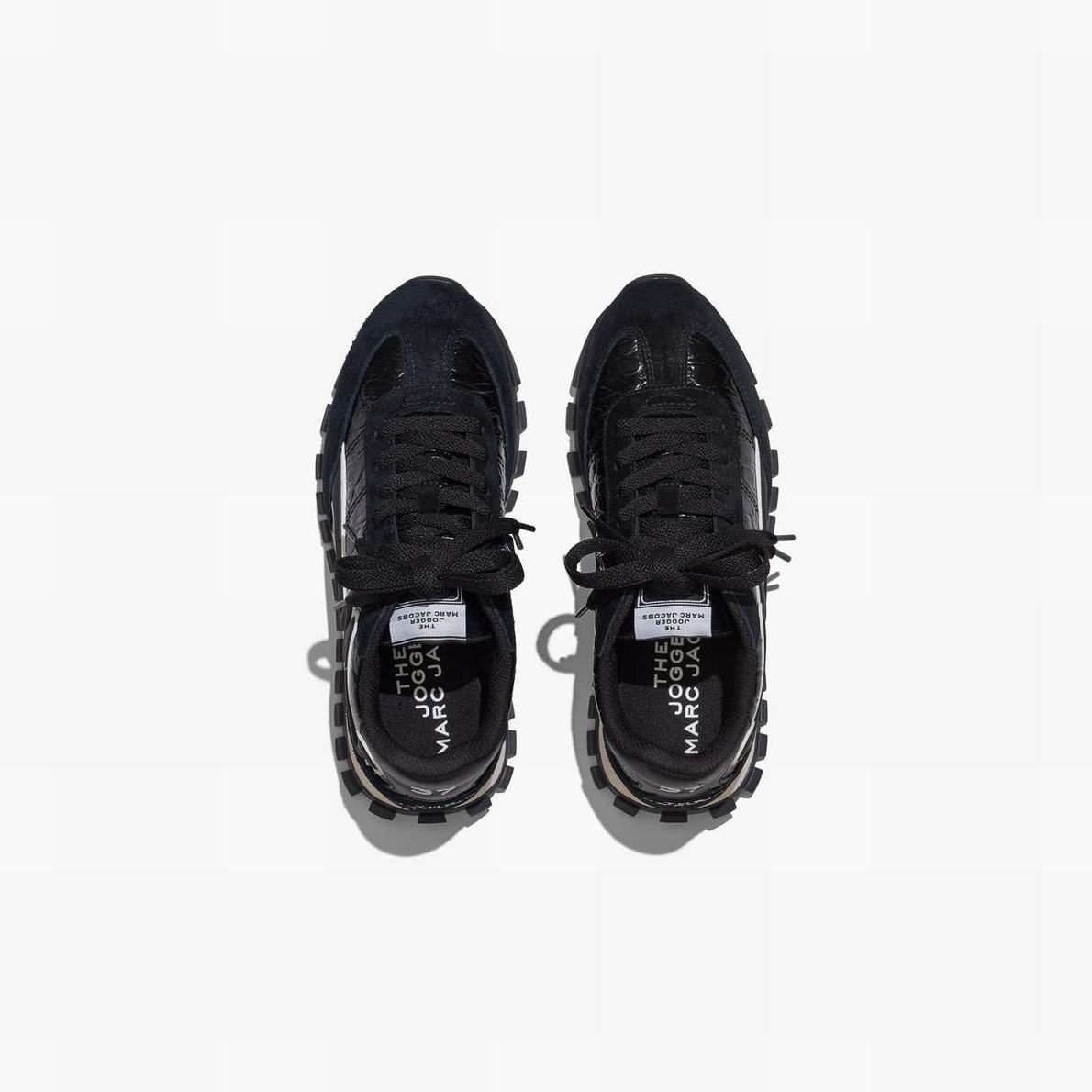 Women Marc Jacobs Croc-Embossed Trainers Black | UK MJ2748-V61