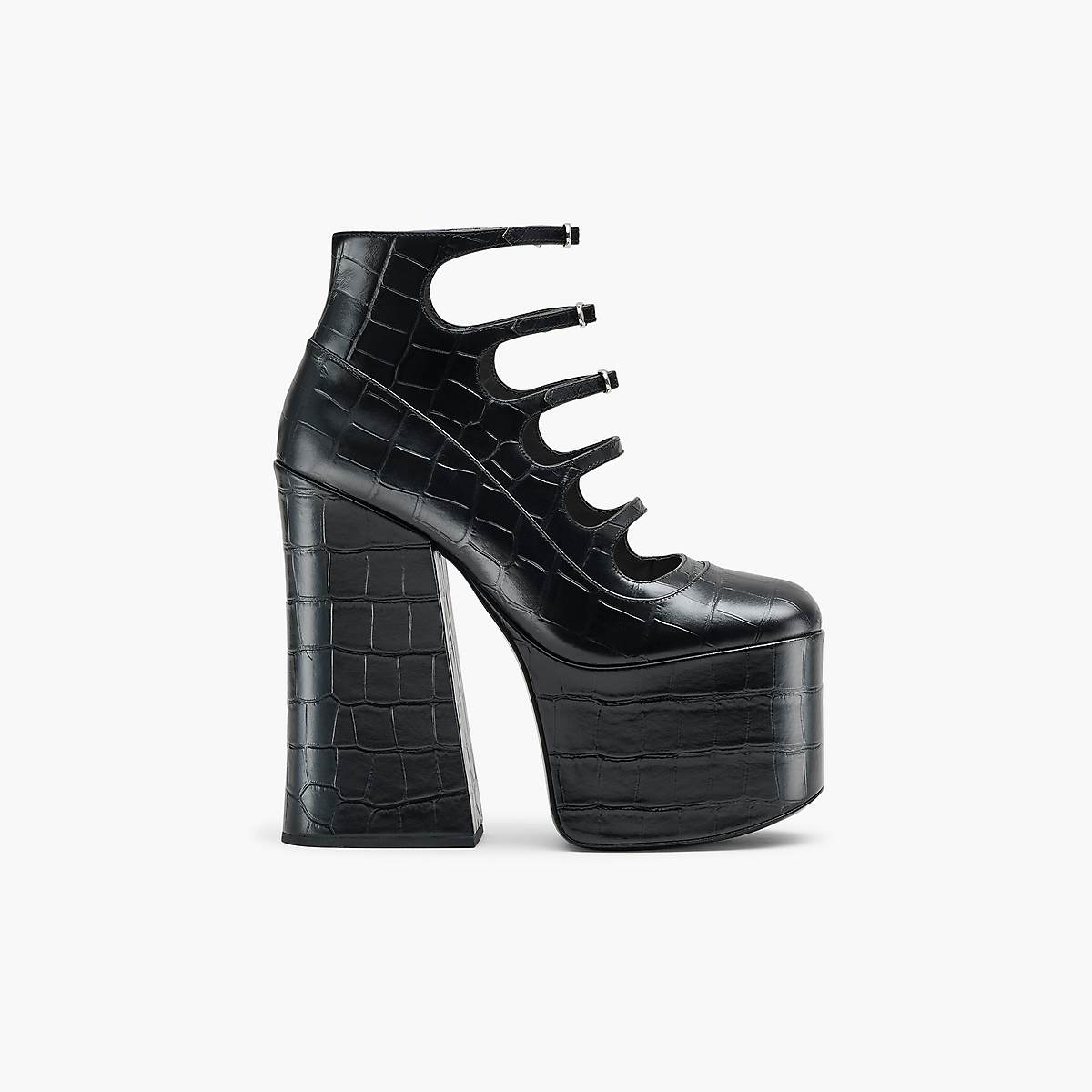 Women Marc Jacobs Croc Embossed Kiki Ankle Boots Black | UK MJ3658-U60