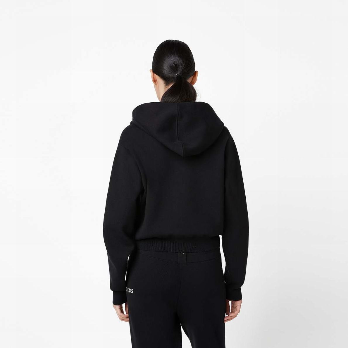 Women Marc Jacobs Cropped Zip Hoodie Black | UK MJ8031-Q71