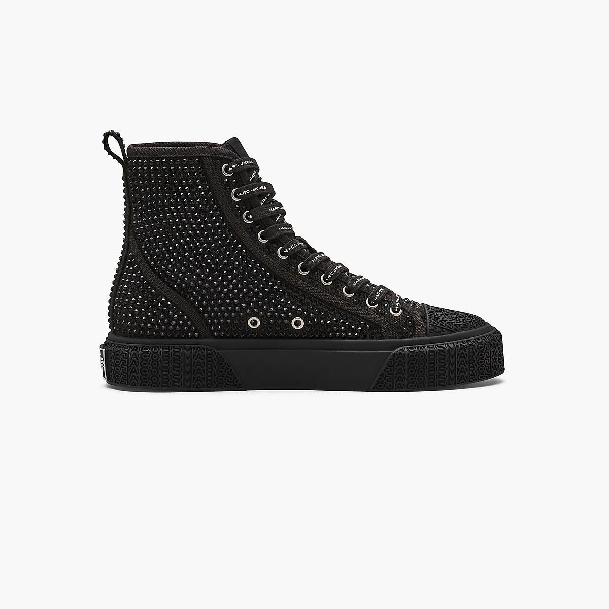 Women Marc Jacobs Crystal Canvas High Top Trainers Black | UK MJ5241-W96