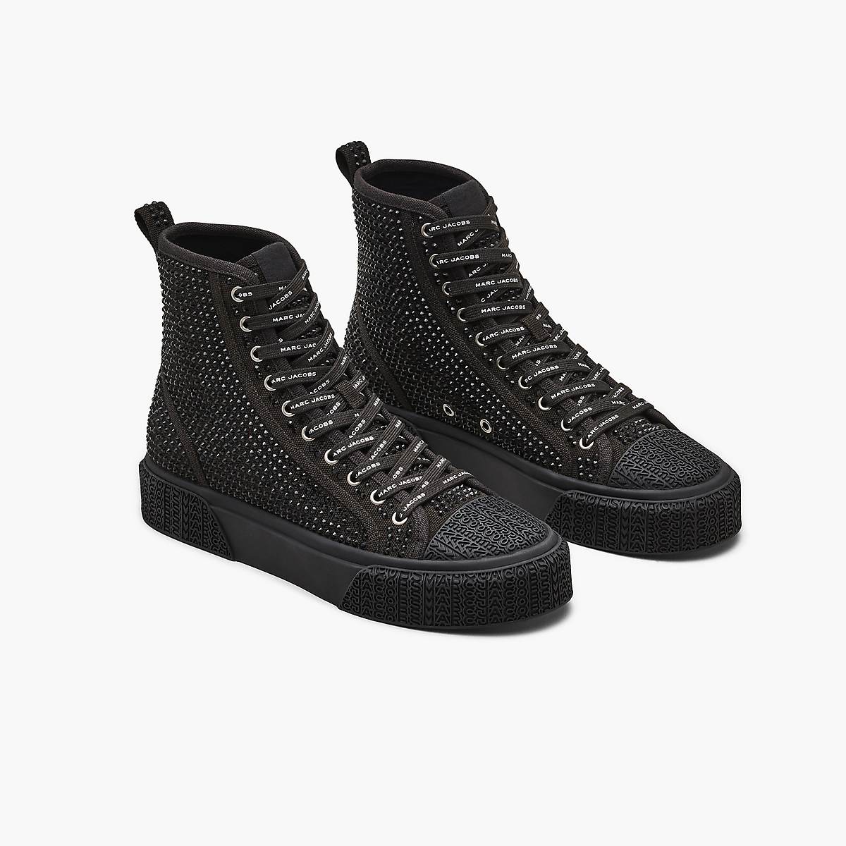 Women Marc Jacobs Crystal Canvas High Top Trainers Black | UK MJ5241-W96