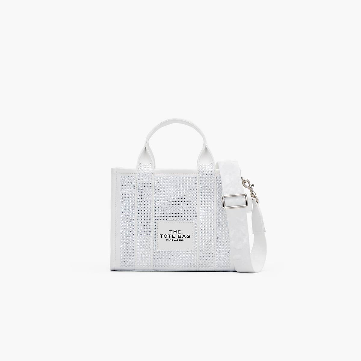 Women Marc Jacobs Crystal Canvas Small Tote Bags White | UK MJ4782-Z67