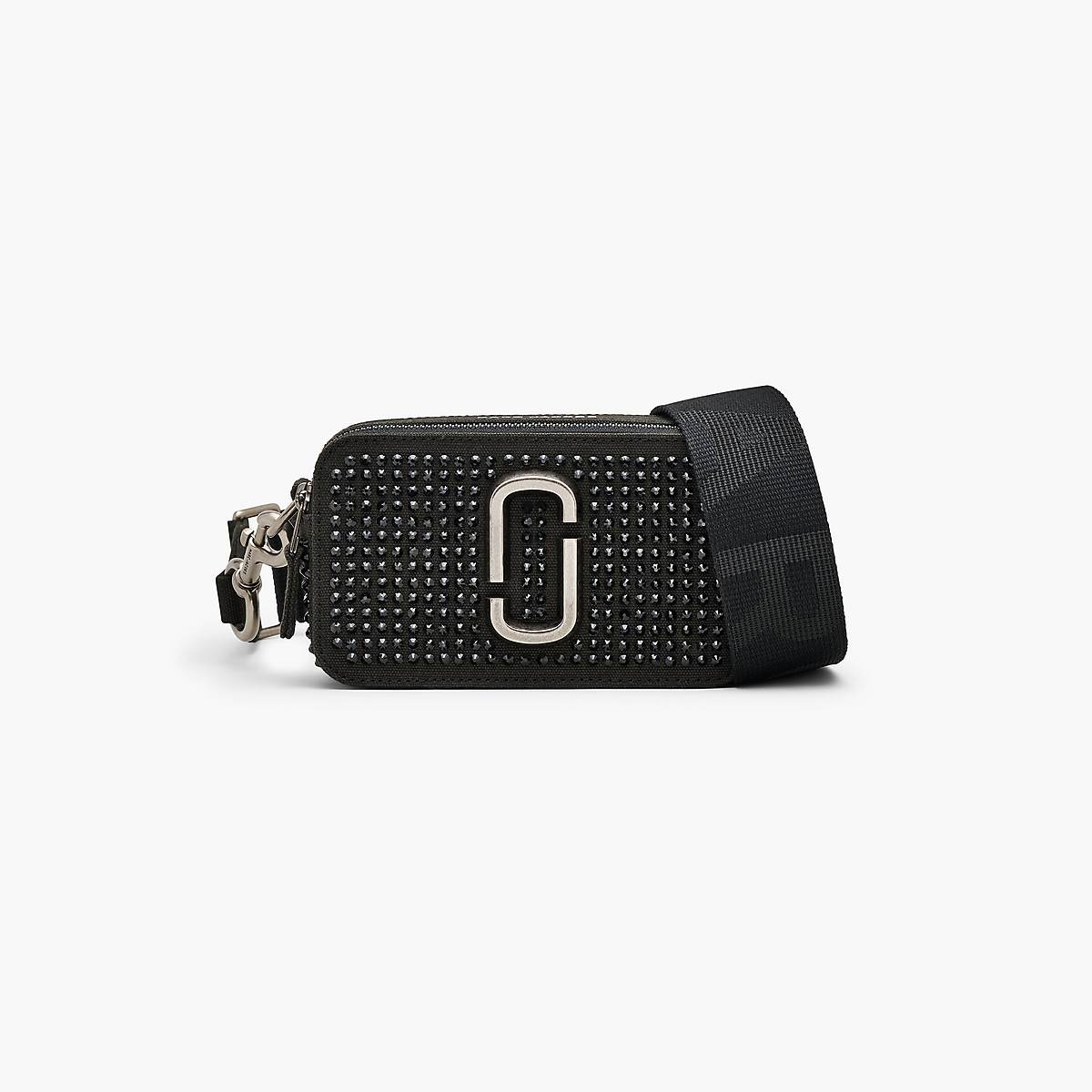 Women Marc Jacobs Crystal Canvas Snapshot Bags Black | UK MJ4713-K67