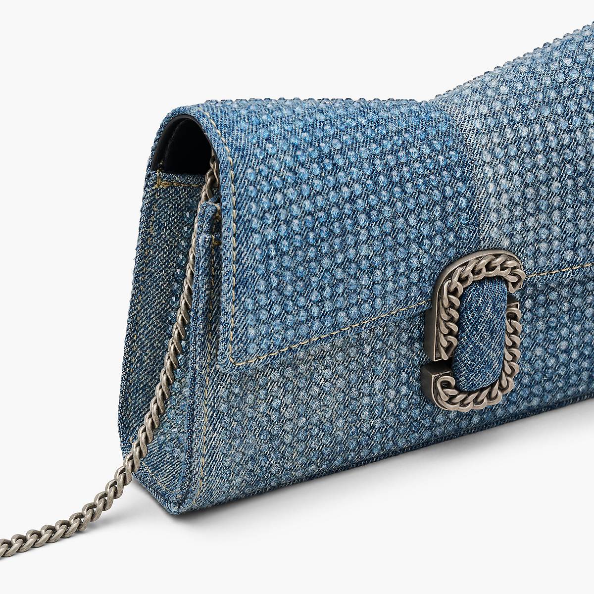 Women Marc Jacobs Crystal Denim St. Marc Chain Wallets Light Blue | UK MJ2319-R63