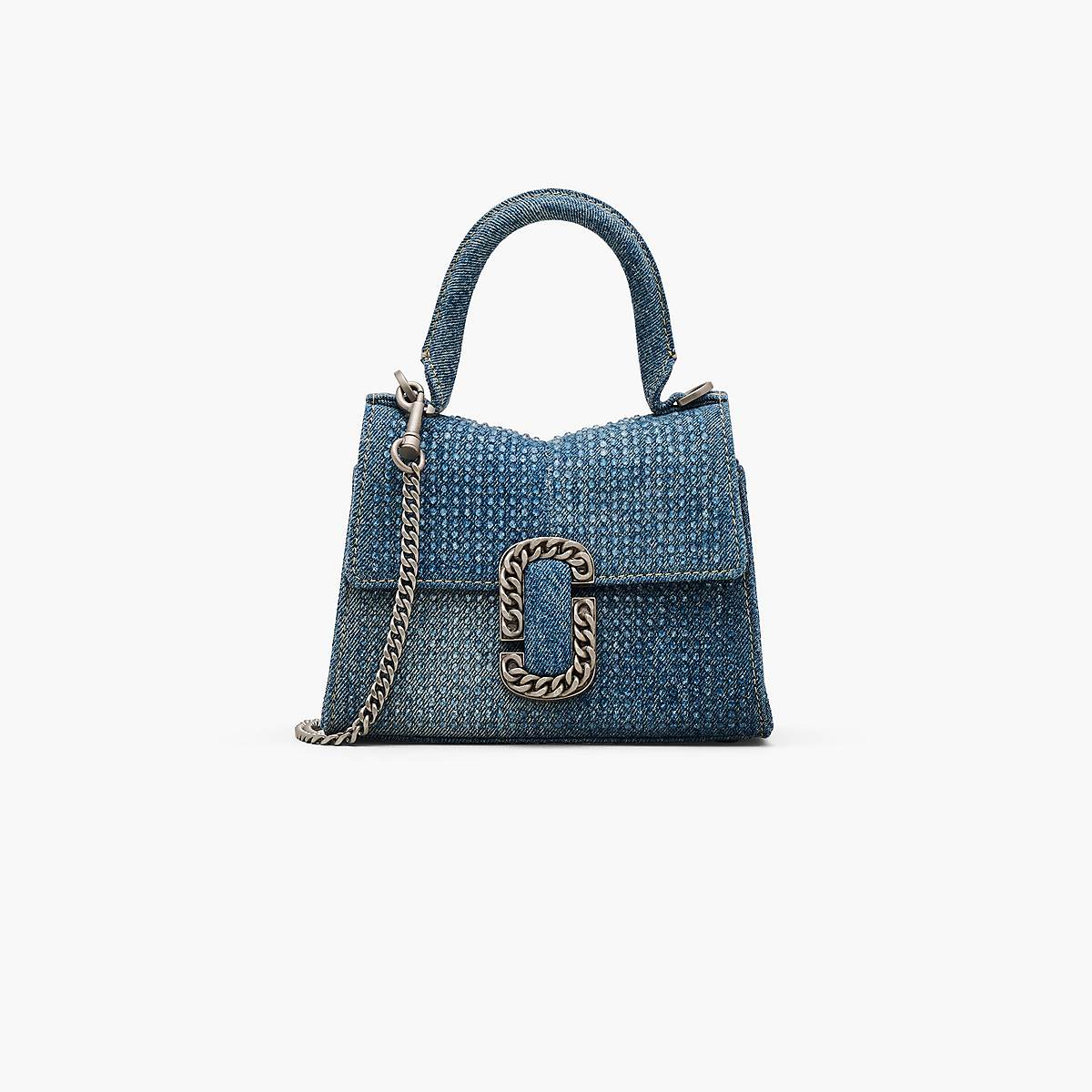 Women Marc Jacobs Crystal Denim St. Marc Mini Top Handbag Light Blue | UK MJ5039-G30