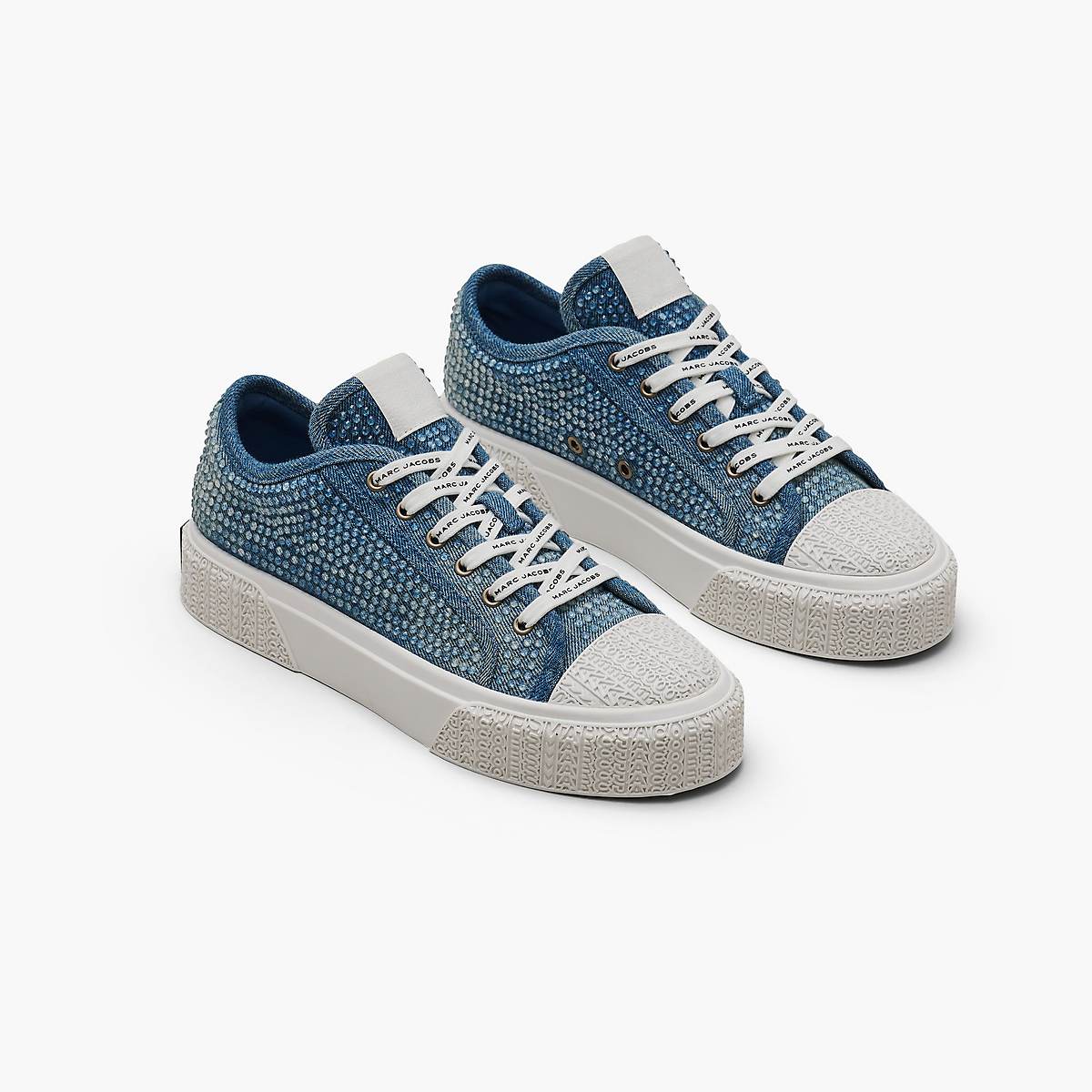 Women Marc Jacobs Crystal Denim Trainers Light Blue | UK MJ2489-M34