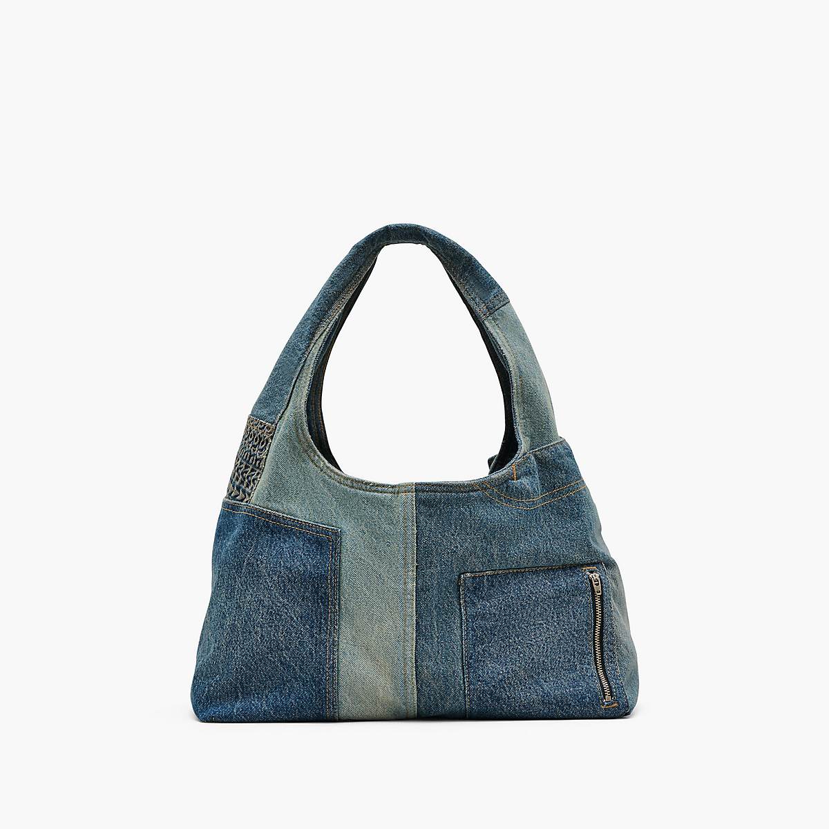 Women Marc Jacobs Deconstructed Denim Sack Shoulder Bags Indigo Multicolor | UK MJ1638-O95